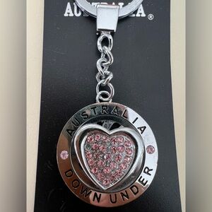 Australia Souvenir Keychain I Love Australia Rhinestone Heart